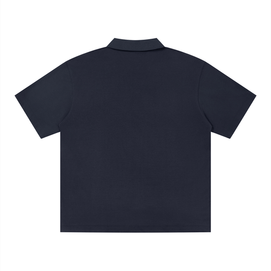 Saint Luciel Men's Drop Shoulder Polo Shirt (Navy Blue/White)