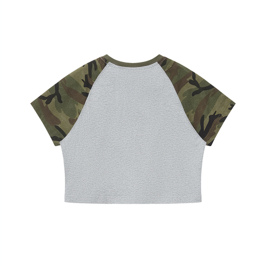 Saint Luciel Women’s Camo Raglan Crop T-Shirt