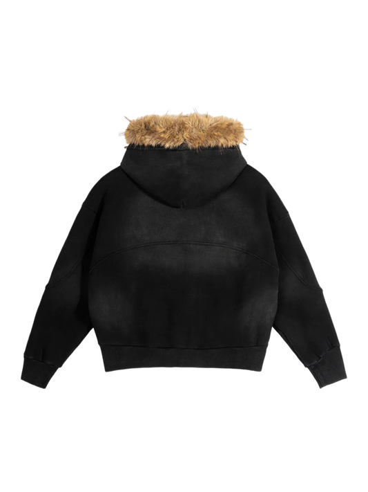 Saint Luciel Sun Fade Boxy Detachable Fur Hoodie
