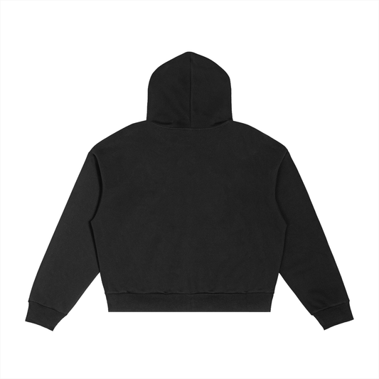 Saint Luciel Contrast Plaid Boxy Zip Hoodie