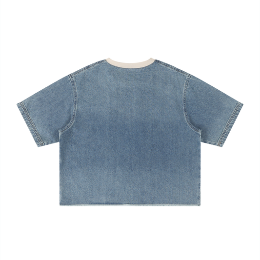 Saint Luciel Vintage Wash Boxy Raw Hem Denim T-Shirt