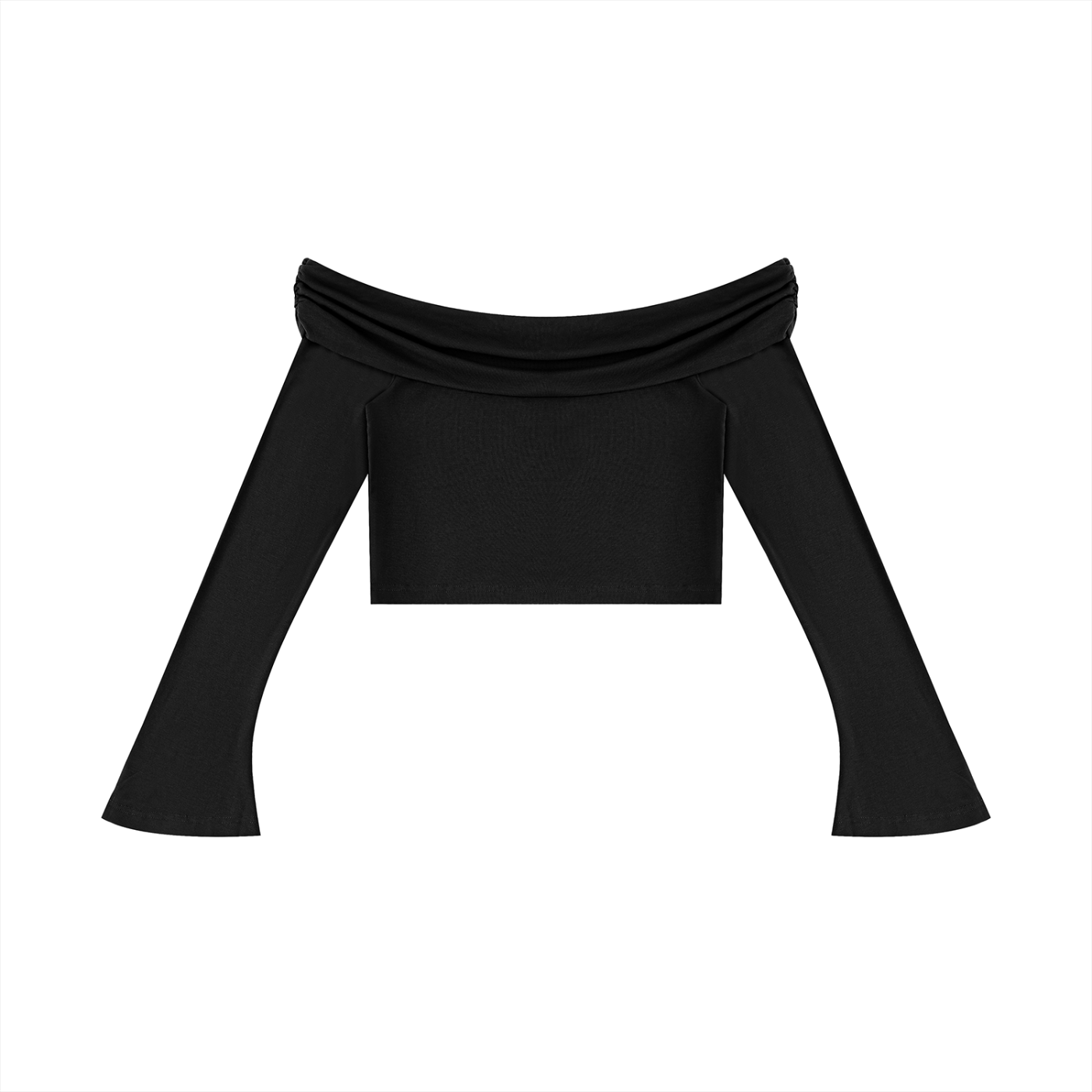 Saint Luciel Women's Off-the-Shoulder Bell Sleeve Crop T-Shirt