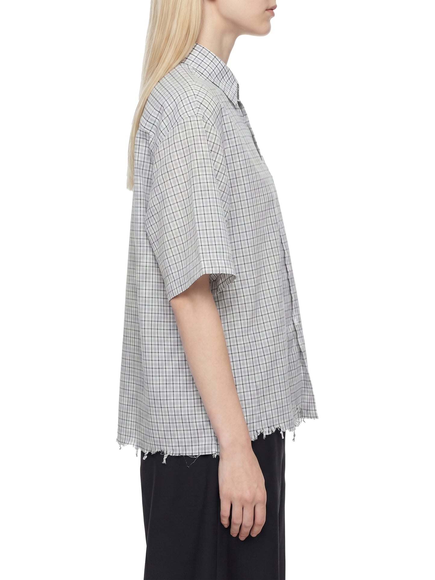 Saint Luciel Distressed Plaid Boxy Shirt