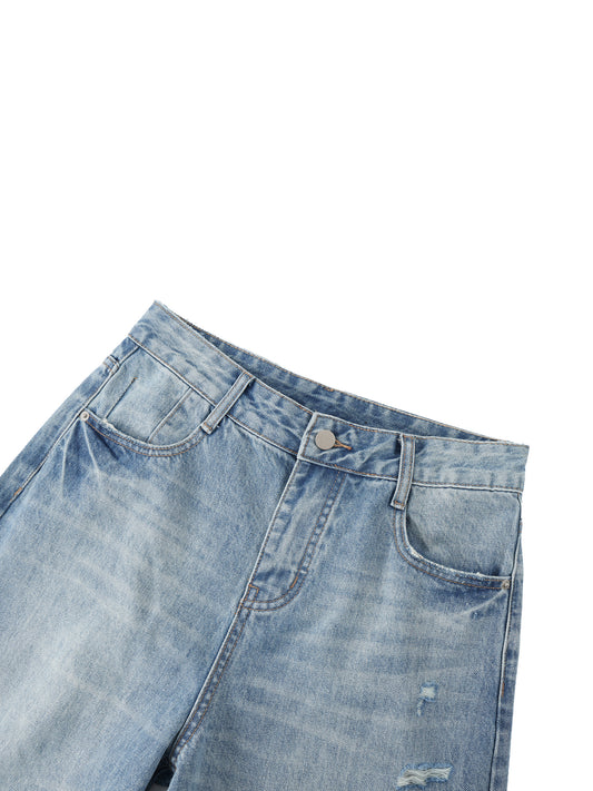 Saint Luciel Women's Vintage Wash Wide Leg Jeans (Distressed)