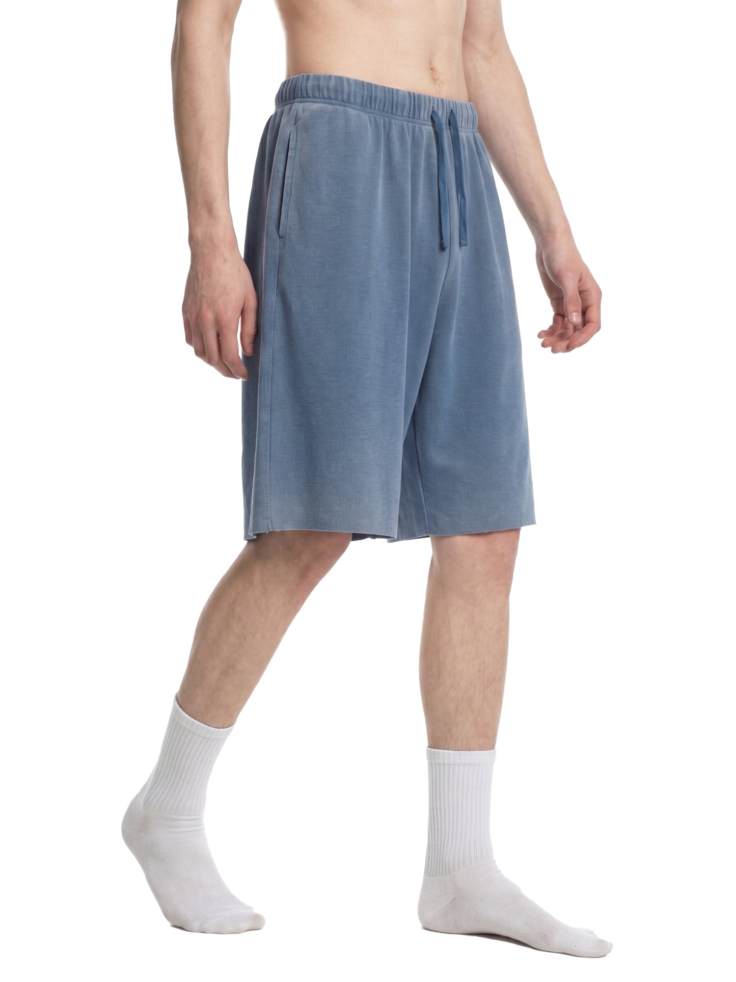 Saint Luciel Vintage Wash Sunfade Waffle Raw Hem Shorts