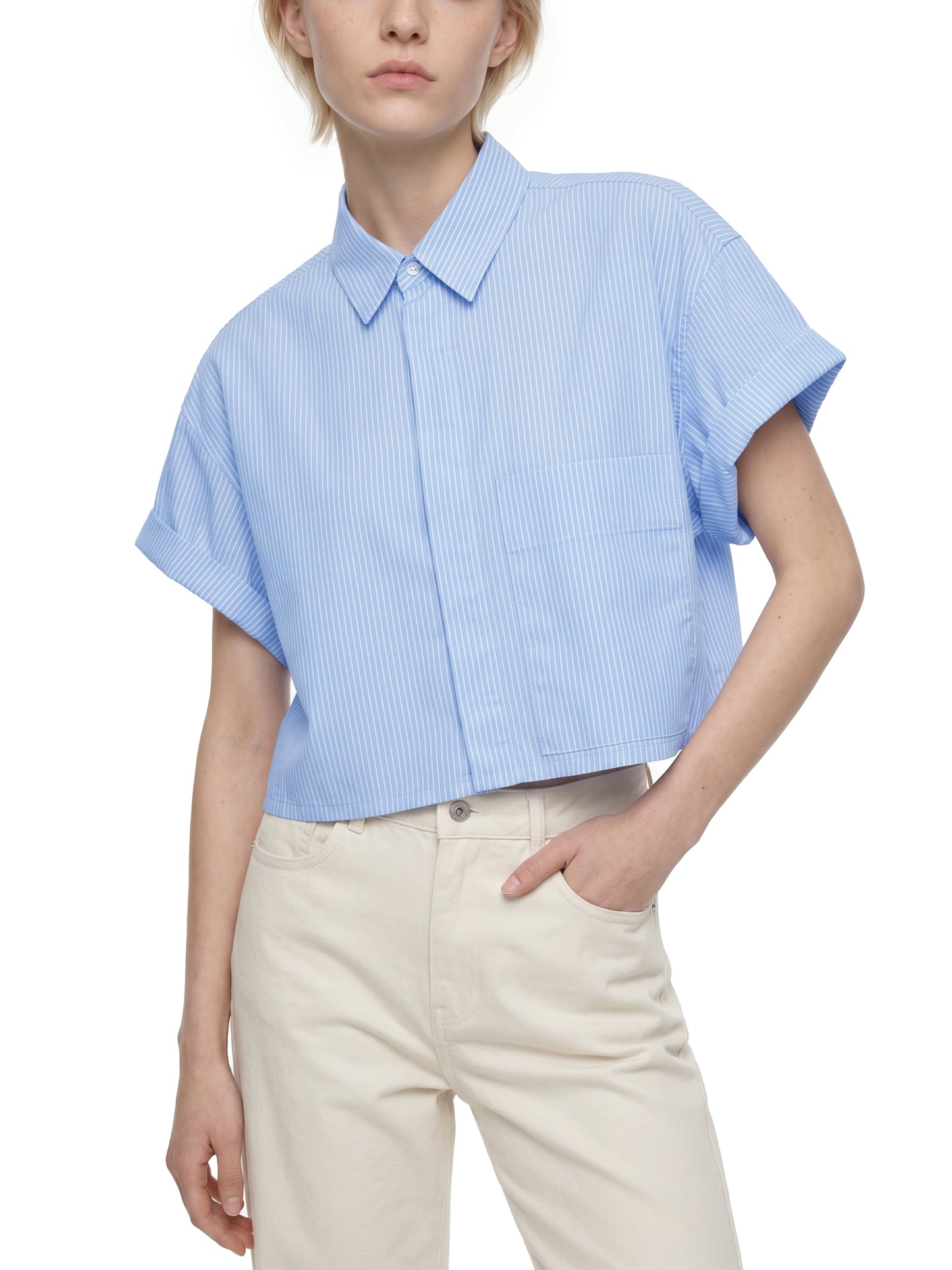 Saint Luciel Women’s Striped Boxy Cropped Shirt
