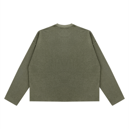 Saint Luciel Vintage Wash Boxy  Waffle Raw Edge Shirt
