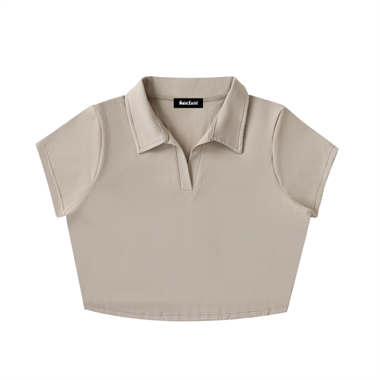 Saint Luciel V-Neck Lapel Crop Top