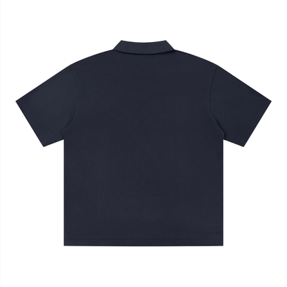 Saint Luciel Men's Drop Shoulder Polo Shirt (Navy Blue/White)