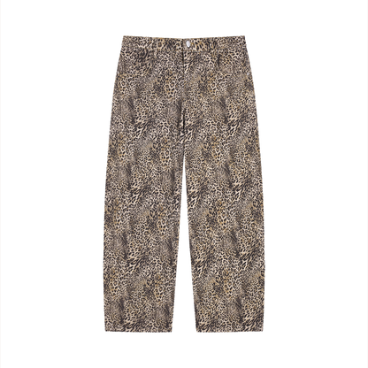 Saint Luciel Vintage Wash Leopard Wide Leg Jeans