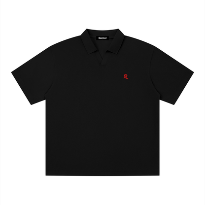 Saint Luciel Men's Drop Shoulder Polo Shirt (Black/Red)