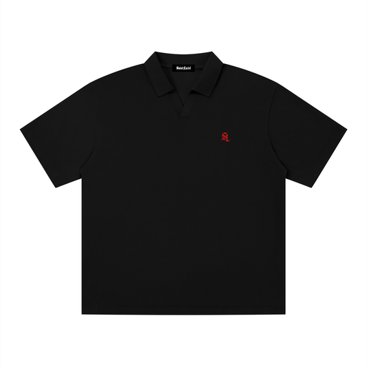 Saint Luciel Men's Drop Shoulder Polo Shirt (Black/Red)