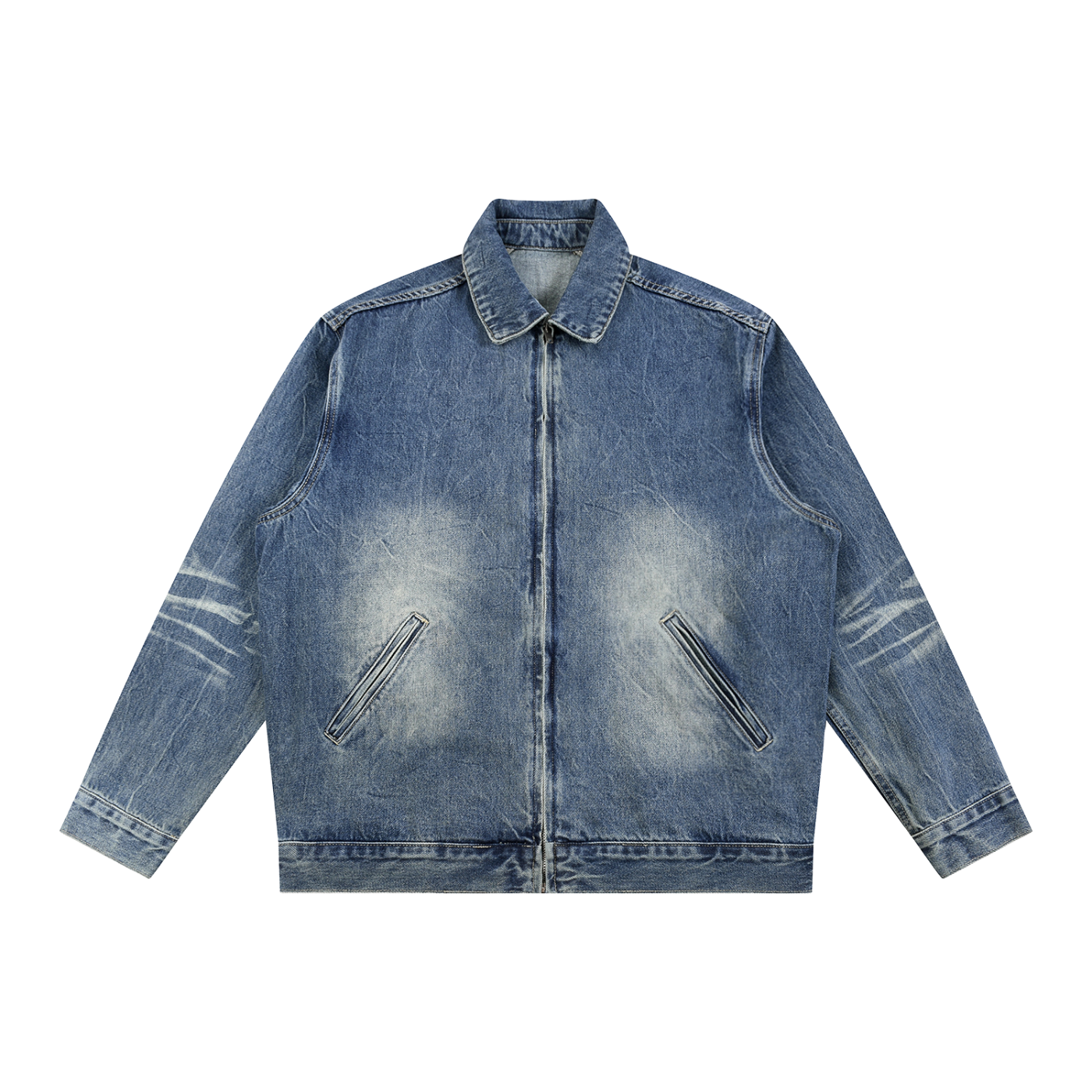 Saint Luciel Vintage Wash Zip Up Denim Jacket
