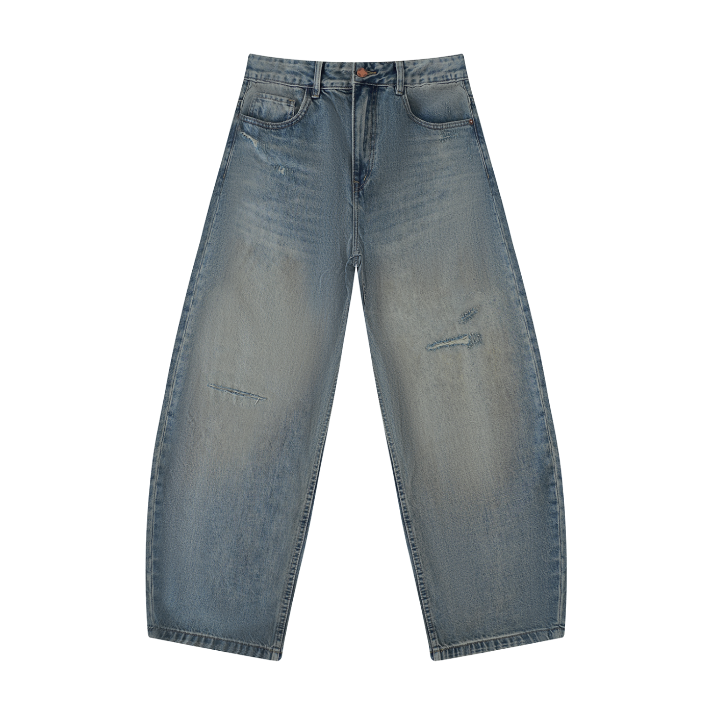 Saint Luciel Men's Distressed Barrel Leg Jeans
