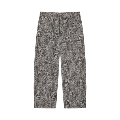 Saint Luciel Vintage Wash Leopard Wide Leg Jeans