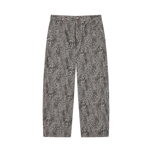 Saint Luciel Vintage Wash Leopard Wide Leg Jeans