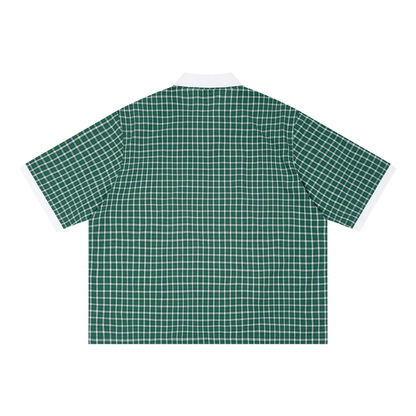 Saint Luciel Boxy Plaid Color Block Polo Shirt