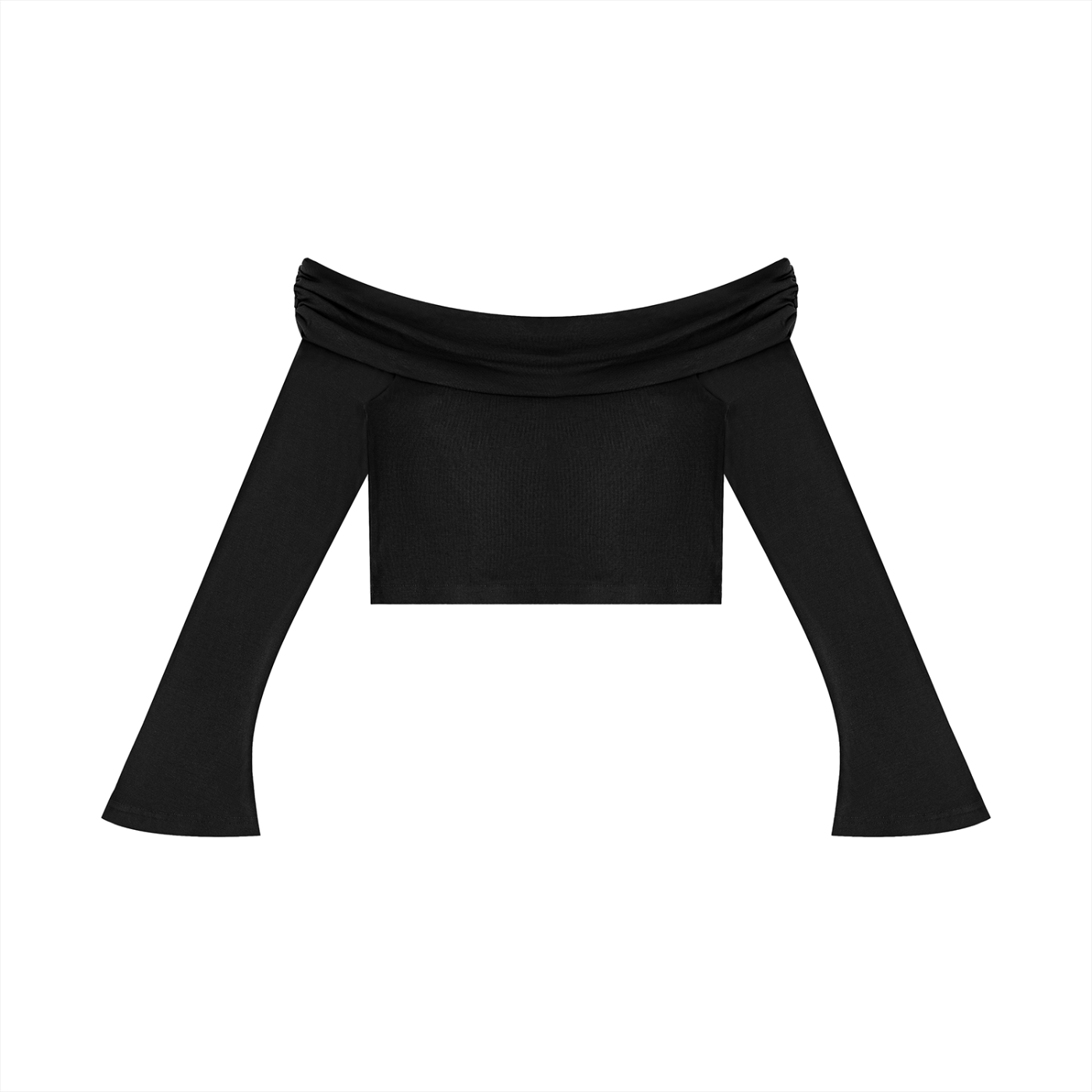 Saint Luciel Women's Off-the-Shoulder Bell Sleeve Crop T-Shirt