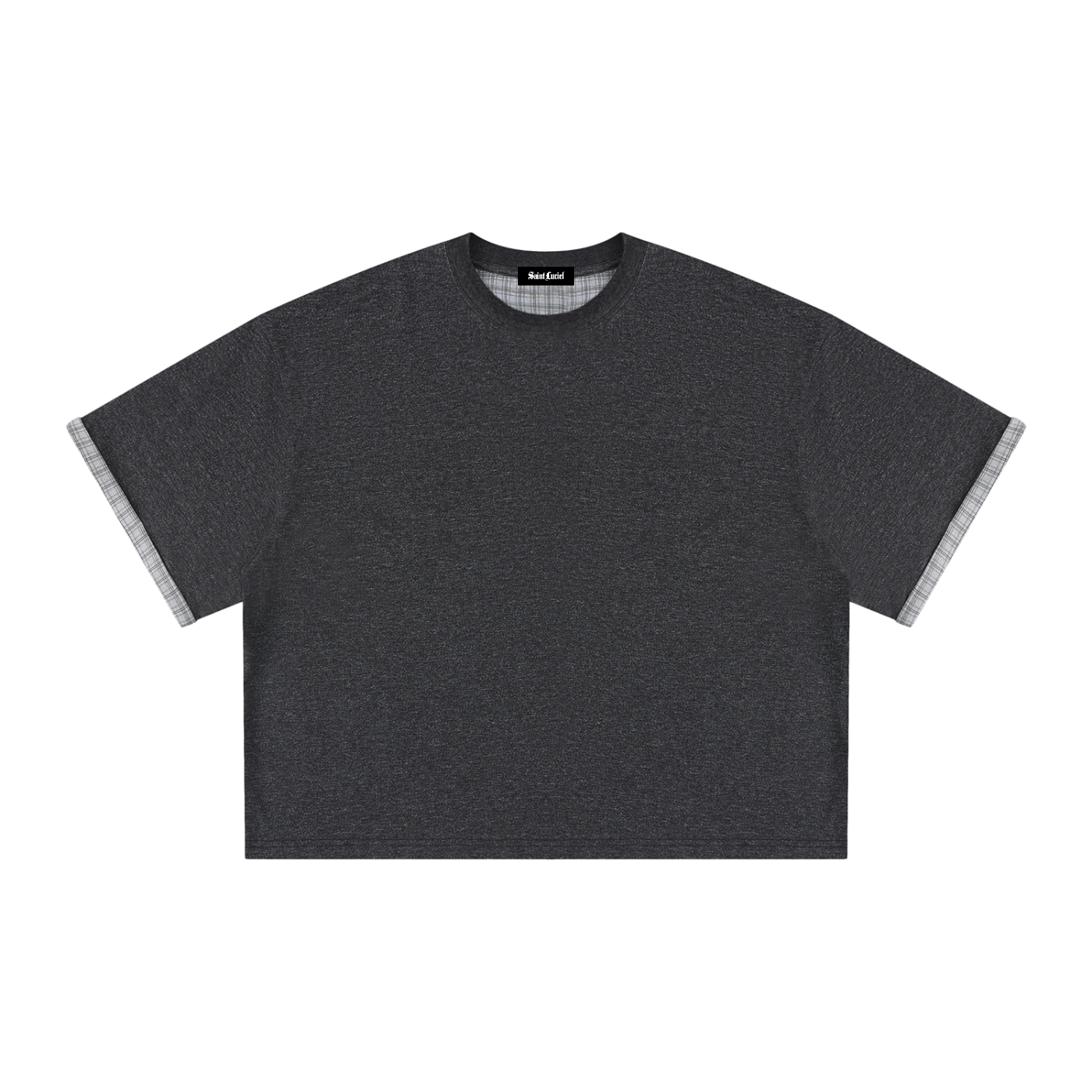 Saint Luciel Boxy Plaid-Lined Double-Face T-Shirt