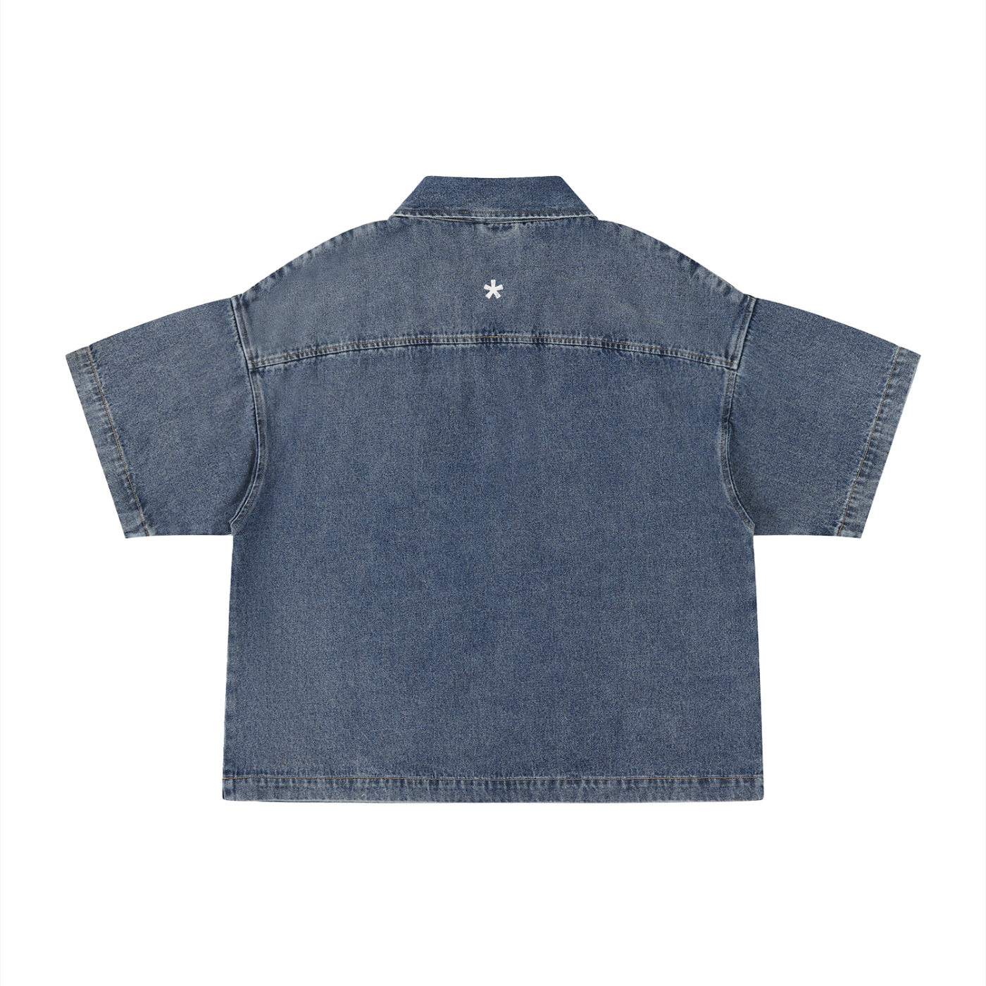 Saint Luciel Vintage Wash Boxy Quarter-Zip Denim Shirt