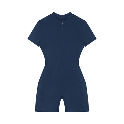 Saint Luciel Women's Quarter-Zip Short Sleeve Romper