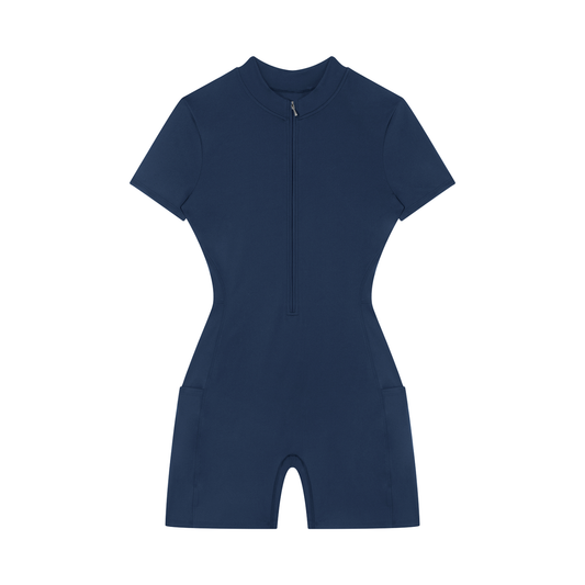 Saint Luciel Women's Quarter-Zip Short Sleeve Romper