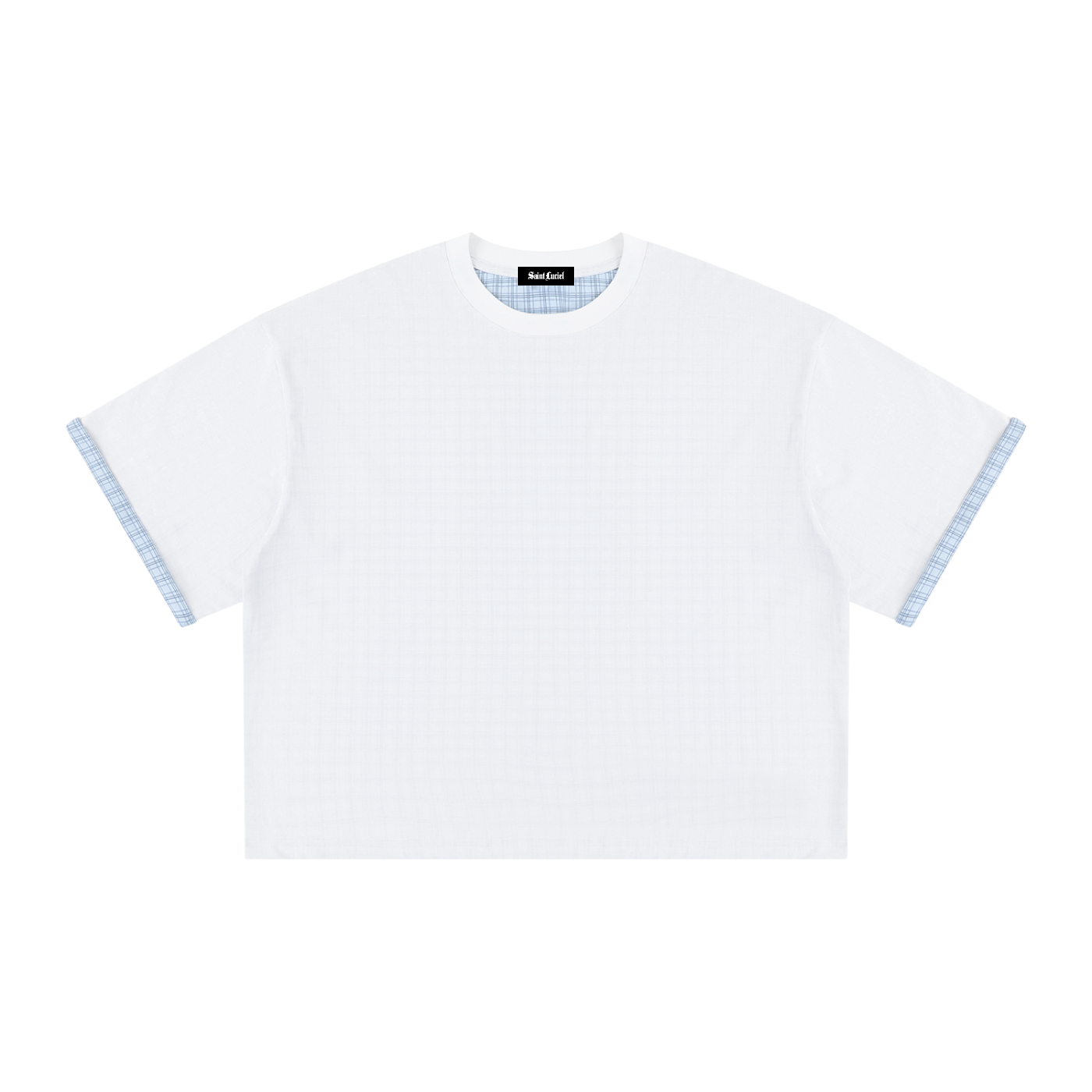 Saint Luciel Boxy Plaid-Lined Double-Face T-Shirt