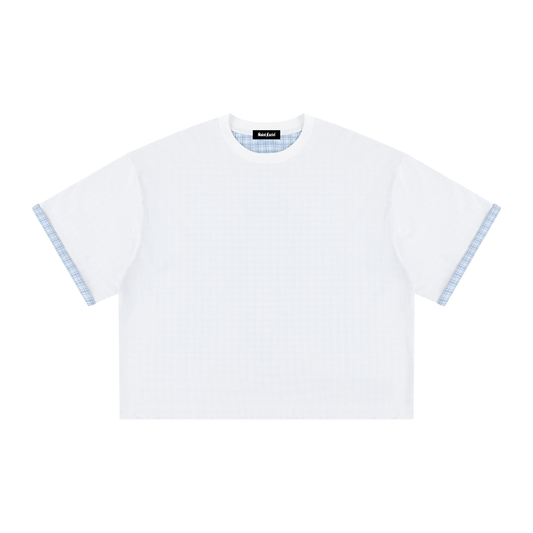Saint Luciel Boxy Plaid-Lined Double-Face T-Shirt