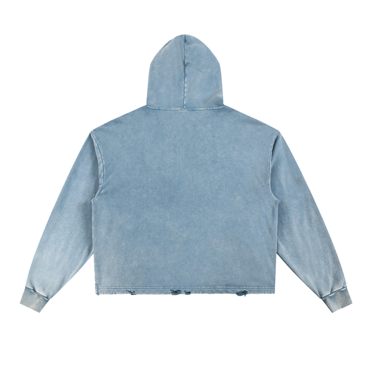 Saint Luciel Vintage Washed Frayed-Hem Hoodie