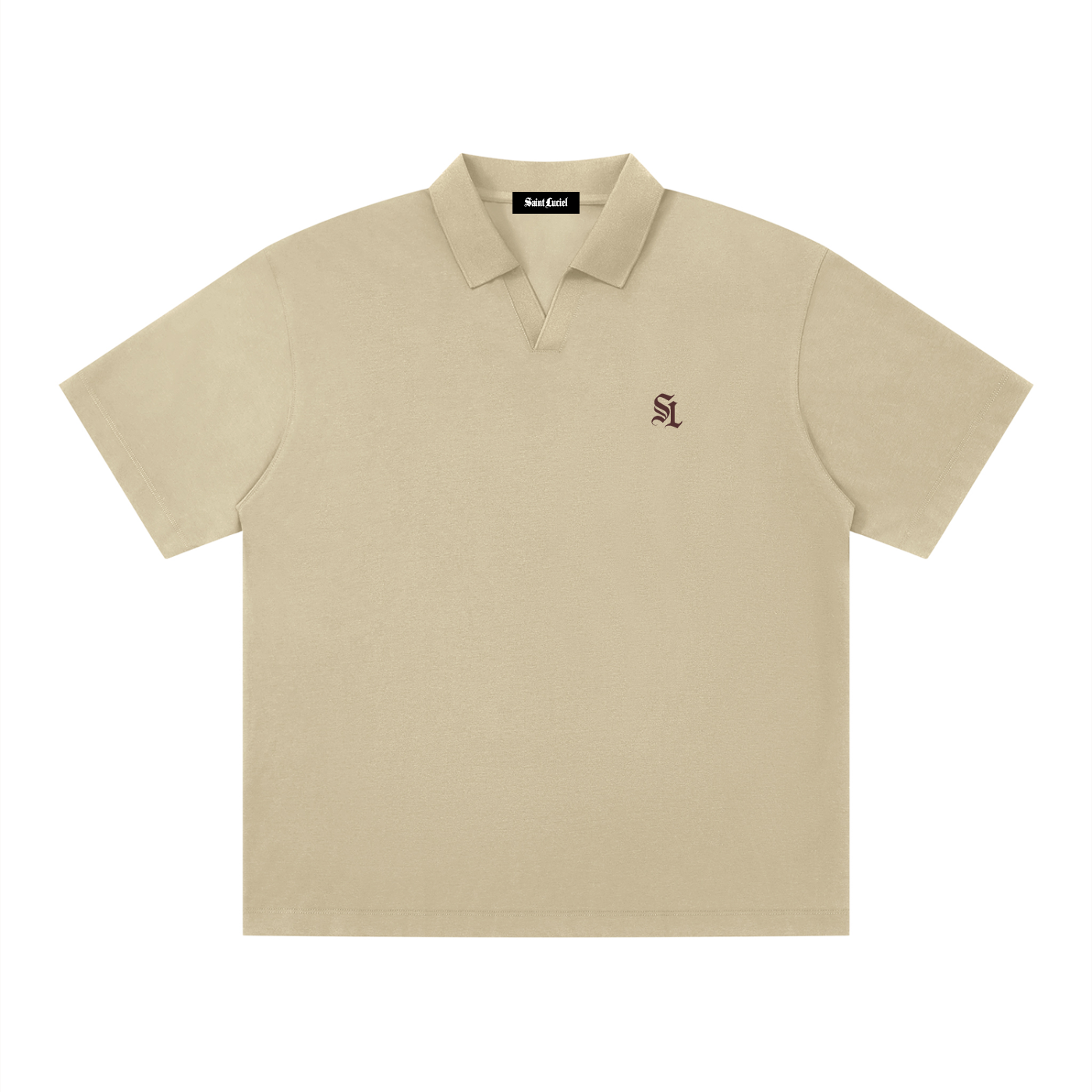 Saint Luciel Men's Drop Shoulder Polo Shirt (Khaki/Brown)