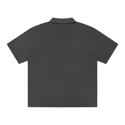 Saint Luciel Men's Drop Shoulder Polo Shirt (Dark Gray/Light Blue)
