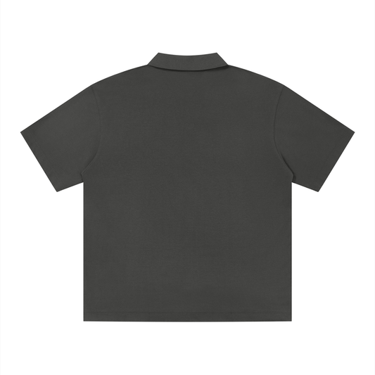 Saint Luciel Men's Drop Shoulder Polo Shirt (Dark Gray/Light Blue)