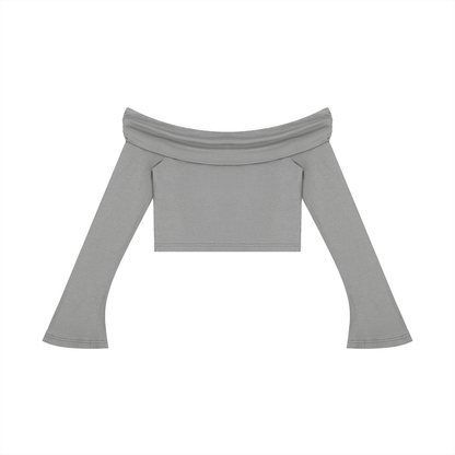 Saint Luciel Women's Off-the-Shoulder Bell Sleeve Crop T-Shirt