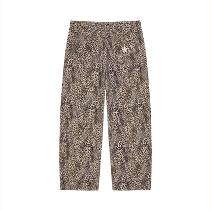 Saint Luciel Vintage Wash Leopard Wide Leg Jeans