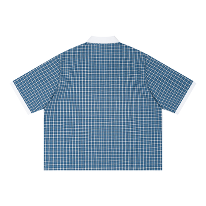 Saint Luciel Boxy Plaid Color Block Polo Shirt