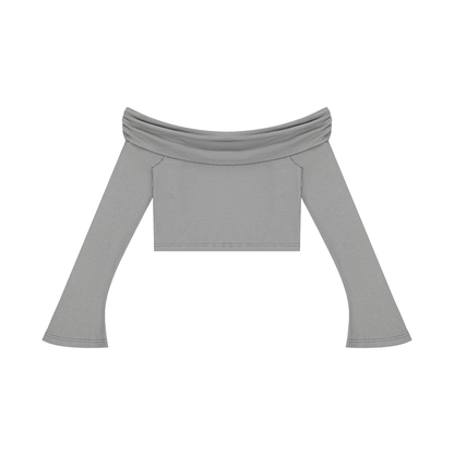 Saint Luciel Women's Off-the-Shoulder Bell Sleeve Crop T-Shirt