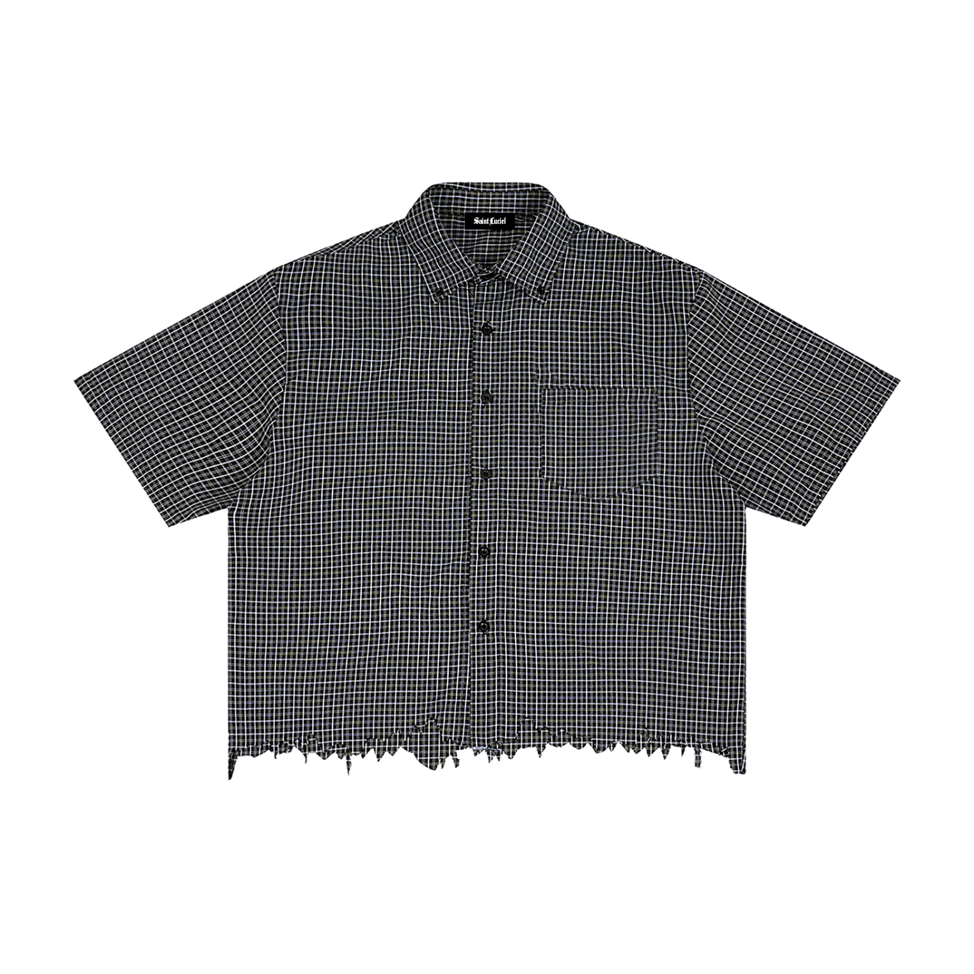 Saint Luciel Distressed Plaid Boxy Shirt