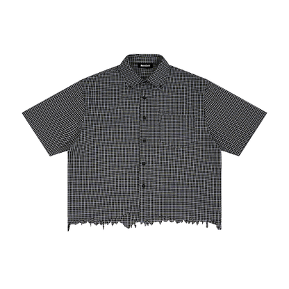 Saint Luciel Distressed Plaid Boxy Shirt