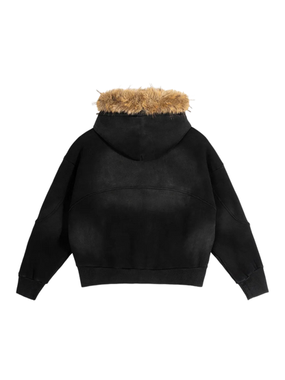 Saint Luciel Sun Fade Boxy Detachable Fur Hoodie