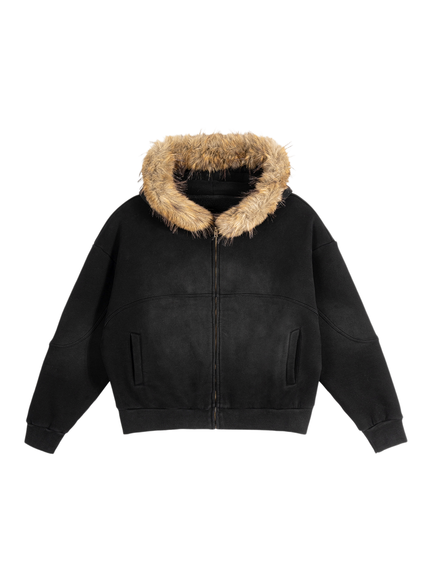 Saint Luciel Sun Fade Boxy Detachable Fur Hoodie