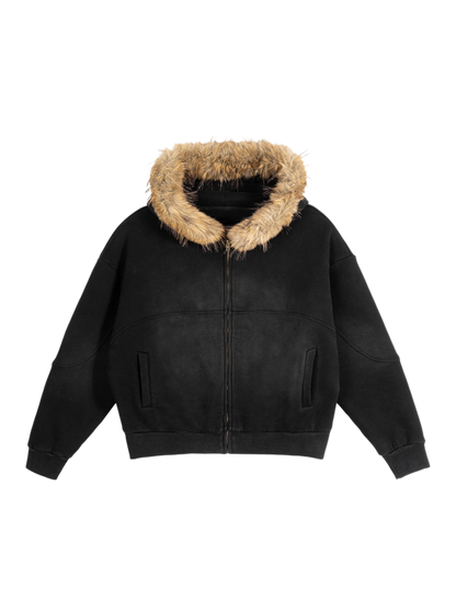 Saint Luciel Sun Fade Boxy Detachable Fur Hoodie