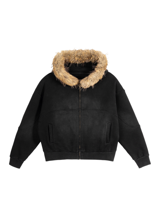 Saint Luciel Sun Fade Boxy Detachable Fur Hoodie