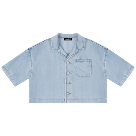 Saint Luciel Women's Vintage Wash Boxy Cropped Shirt