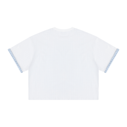 Saint Luciel Boxy Plaid-Lined Double-Face T-Shirt