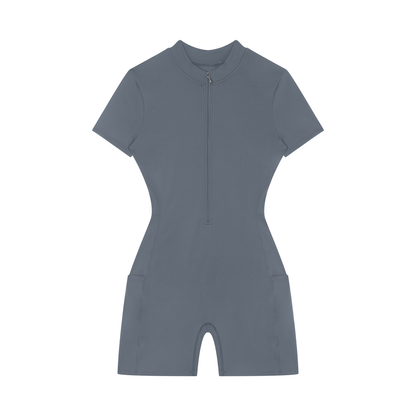 Saint Luciel Women's Quarter-Zip Short Sleeve Romper