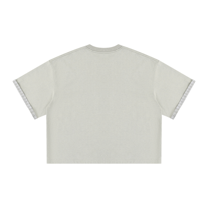 Saint Luciel Boxy Plaid-Lined Double-Face T-Shirt