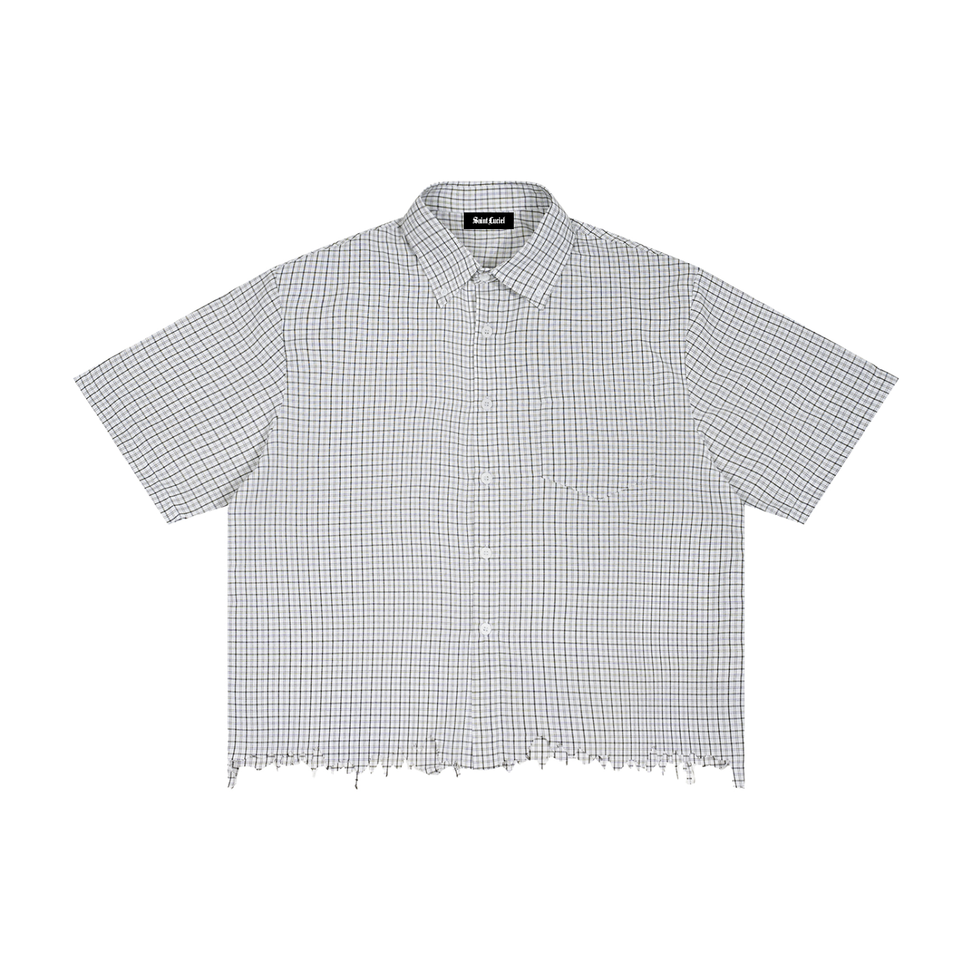 Saint Luciel Distressed Plaid Boxy Shirt