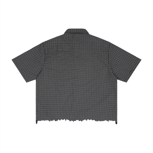 Saint Luciel Distressed Plaid Boxy Shirt