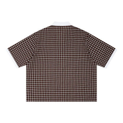 Saint Luciel Boxy Plaid Color Block Polo Shirt