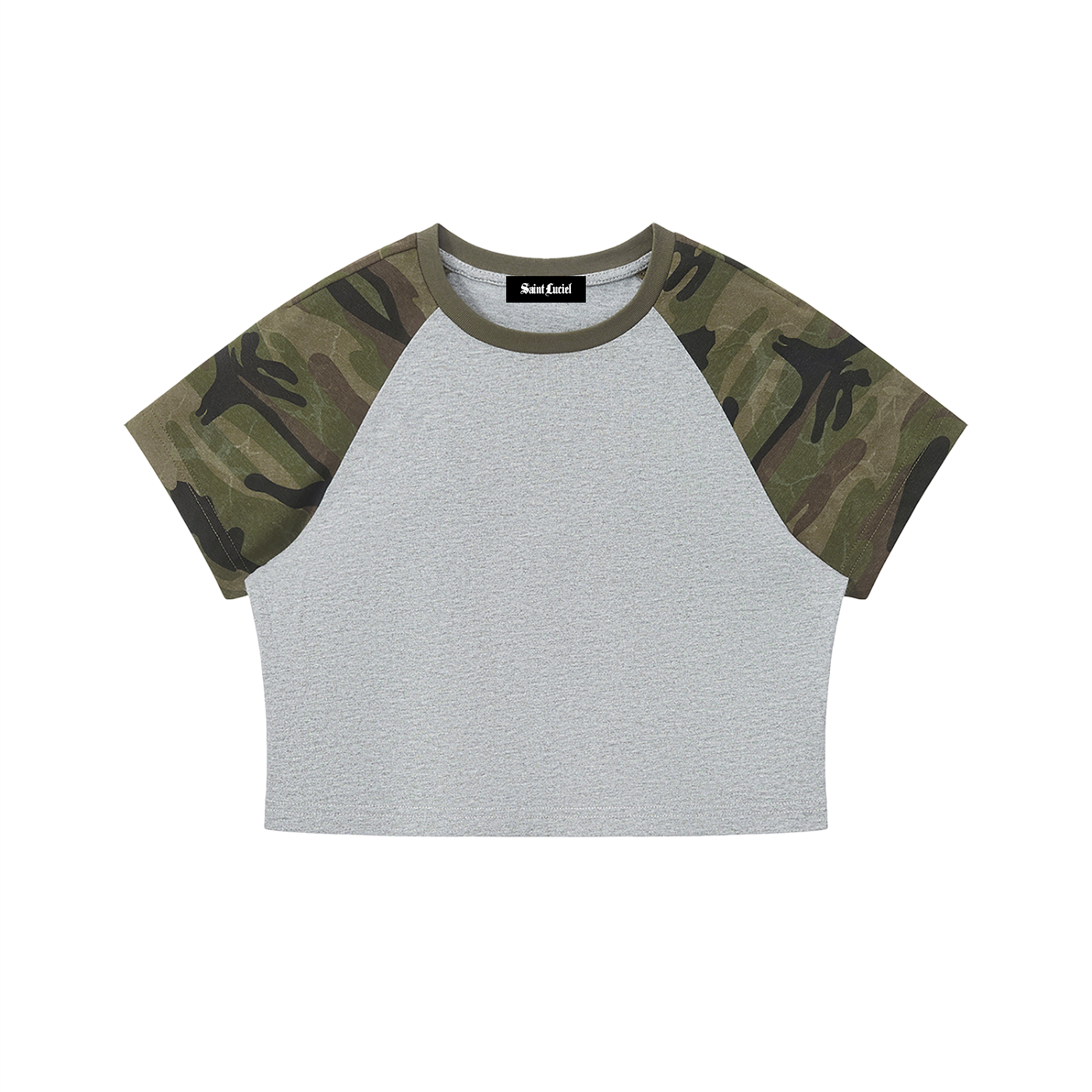 Saint Luciel Women’s Camo Raglan Crop T-Shirt